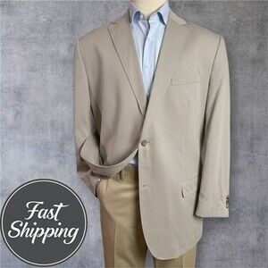 Jos A Bank Reserve Sport Coat 54R Tan Cotton Men’s Blazer Two‑Button Jacket